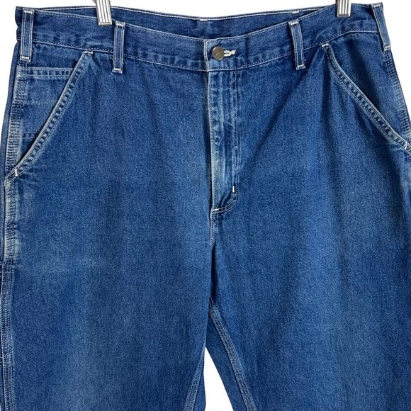 Carhartt Carpenter Jeans Dungaree Fit 38x30 Straight Leg Denim Blue Workwear - Picture 2 of 8